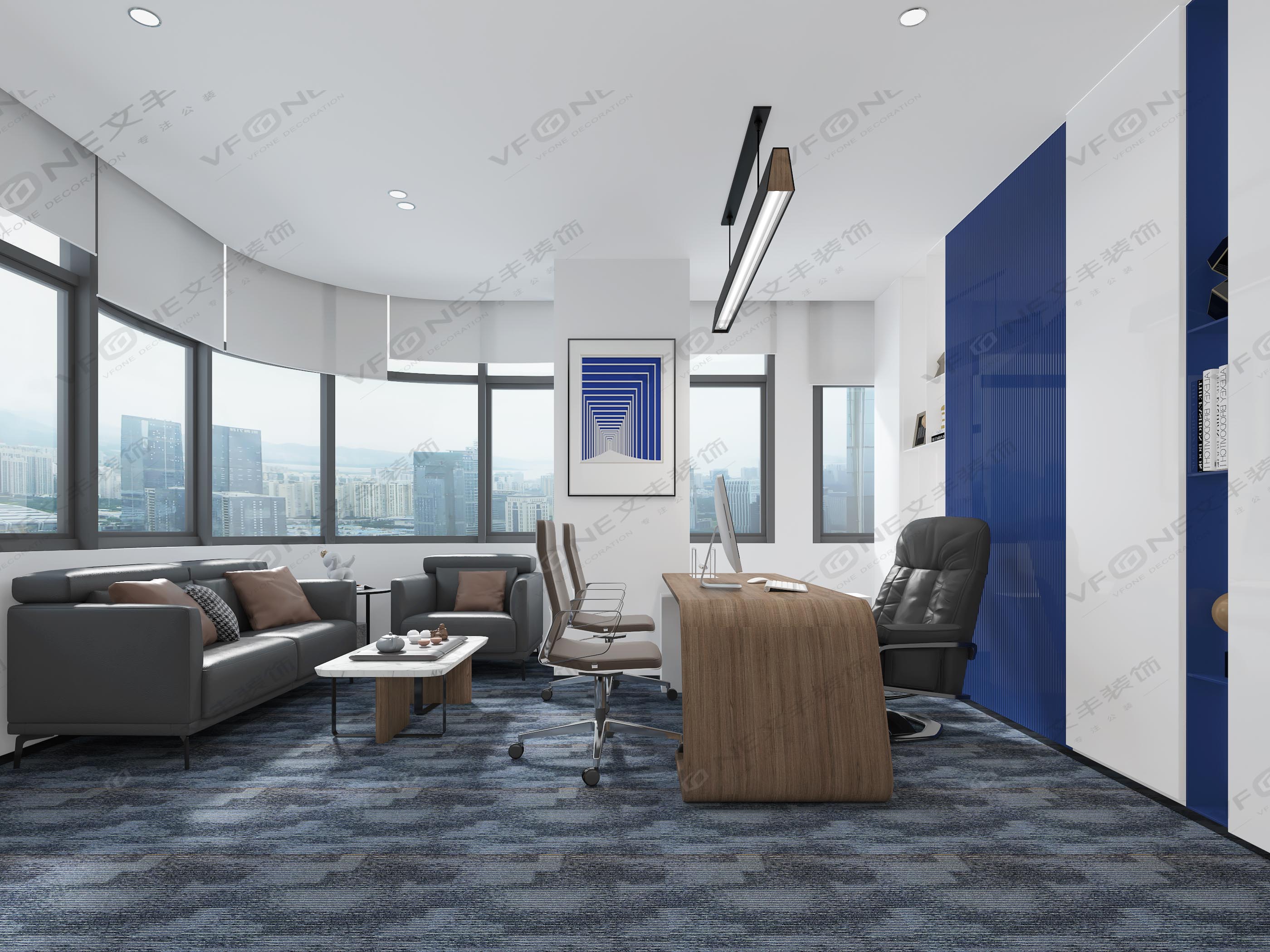 如何確定辦公室風格：創(chuàng)意辦公室裝修風格底料-文豐裝飾（效果圖）